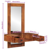 Wall Mirror with Drawers 60x33x90 cm Solid Wood Acacia 4102372