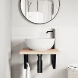 Basin Shelf Wall Mounted Steel and Solid Wood Oak 3302383