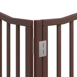 Dog Gate with Door Foldable 6 Panels Brown 480 cm Poplar Wood 3155637