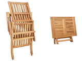 Folding Deck Chair with Table Natural Solid Teak Wood 42030521