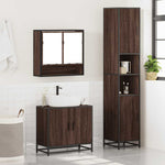 ZNTS 3 Piece Bathroom Furniture Set Brown Oak Engineered Wood 3301099