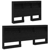 Storage Headboard with Shelf Black Oak 120 cm Engineered Wood 3335478