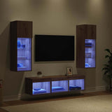TV Wall Units Wall-mounted 5 pcs Black Oak Engineered Wood 3402924