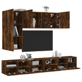 5 Piece TV Wall Cabinets Smoked Oak Engineered Wood 3216562