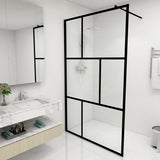 149155 Walk-in Shower Wall with Tempered Glass Black 115x195 cm