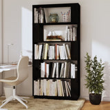Book Cabinet/Room Divider Black 80x25x163.5 cm Solid Wood Pine 814068