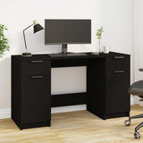 Desk with Side Cabinet Black Engineered Wood 3115909