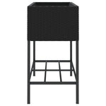 ZNTS Garden Planter with Shelf Black Poly Rattan 366384