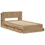 Bed Frame with Storage Artisan Oak 80 x 200 cm Engineered Wood 3433912