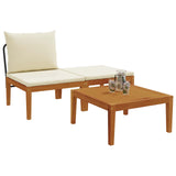 3 pcs Garden Lounge Set with Cushions Solid Acacia Wood & Rope 42022078