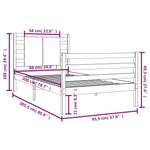 ZNTS Bed Frame without Mattress White 90x200 cm Solid Wood Pine 3104269