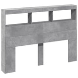 Headboard Cabinet with LED Concrete Grey 140x17x102 cm 839199
