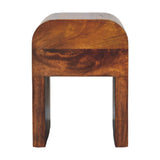 Solid Wood Mini Darcy Chestnut Nightstand with Curved Edges, 1 Drawer, Dark Brown B2743P403470