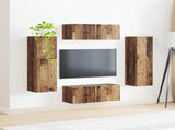 TV Cabinet Set Wall-mounted 4 pcs Old Wood Engineered Wood 3409040