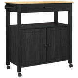 Kitchen Trolley MONZA Black 84 x 40 x 88.5 cm Solid Pine Wood 42027040