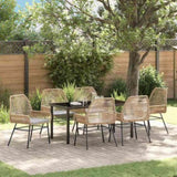 Garden Dining Set 7 pcs Brown Poly Rattan 3380880