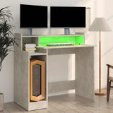 Desk with LED Lights Concrete grey 97x45x90 cm Engineered Wood 805556