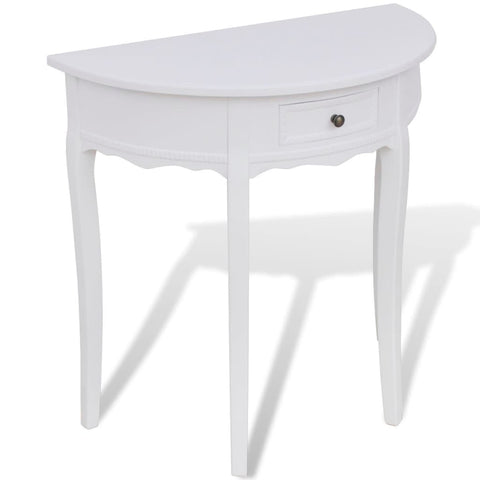 Console Table with Drawer Half-round White 241530