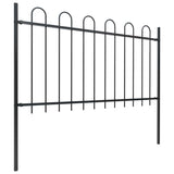 Garden Fence with Hoop Top Steel 714.5x100 cm Black 277659