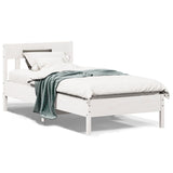 Bed Frame without Mattress White 75x190 cm Small Single Solid Wood Pine 842679