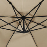 Cantilever Garden Parasol with LED Lights and Metal Pole 350 cm Taupe 44526