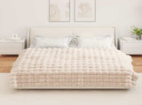 Anti-Slip Faux Rabbit Fur Blanket Olite 4 pcs Beige Polyester 42021790
