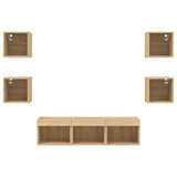 7 Piece TV Wall Units with LED Sonoma Oak Engineered Wood 3216585