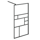 ZNTS Walk-in Shower Wall with Shelf Black 115x195 cm ESG Glass&Aluminium 3185481