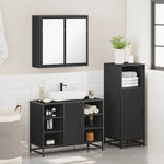 ZNTS 3 Piece Bathroom Furniture Set Black Engineered Wood 3300970