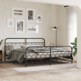 Metal Bed Frame without Mattress with Footboard Black 200x200cm 377142