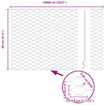 Hexagon Fence Silver 0.8 x 100 m Galvanised steel 42005751