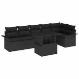 Garden Sofa Set with Cushion 7 pcs Black Poly rattan 3348299
