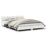 Bed Frame without Mattress White 150x200 cm King Size Solid Wood Pine 850726
