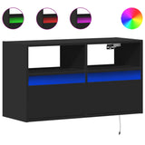TV Wall Cabinet with LED Lights Black 80x31x45 cm 852328
