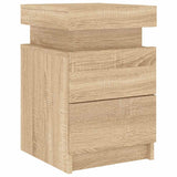 Bedside Cabinet with LED Lights Sonoma Oak 35x39x55 cm 836753