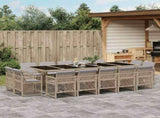 15 Piece Garden Dining Set with Cushions Mix Beige Poly Rattan 3210876