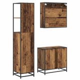Bathroom Furniture Set with Door 3 pcs Old Wood Engineered Wood 3402405