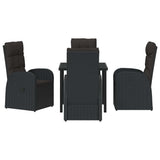 Garden Dining Set with Cushion 5 pcs Black Poly Rattan 3379521