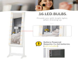 Free Standing LED Mirrored Jewelry Cabinet Armoire Floor Organiser W/ 3 Angle Adjustable For Rings T3398P343618