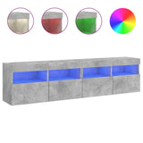 TV Wall Cabinets with LED Lights 2 pcs Concrete Grey 80x30x40 cm 837204