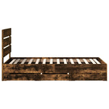 Bed Frame with Drawer Smoked Oak 75 x 190 cm Engineer Wood 3411871