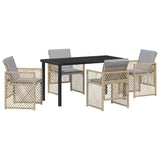 Garden Dining Set 5 pcs Beige Poly Rattan 3380642