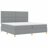 Box Spring Bed with Headboard Light grey 200 x 200 cm Fabric 3339644