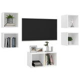5 Piece TV Cabinet Set White Engineered Wood 3079601