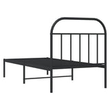 Metal Bed Frame without Mattress with Headboard Black 90x190cm 353627