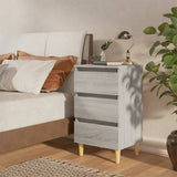 Bed Cabinet with Solid Wood Legs Grey Sonoma 40x35x69 cm 813136