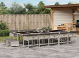 15 Piece Garden Dining Set with Cushions Light Grey Poly Rattan 3211355