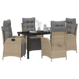 Garden Dining Set with Cushion 5 pcs Beige Poly Rattan 3380563