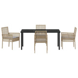 Garden Dining Set with Cushion 5 pcs Beige Poly Rattan 3379887