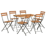 Folding Bistro Set Natural wood and black 3152099